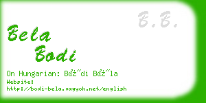 bela bodi business card